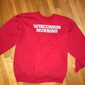 Red Wisconsin Nursing Crew Neck Sweater